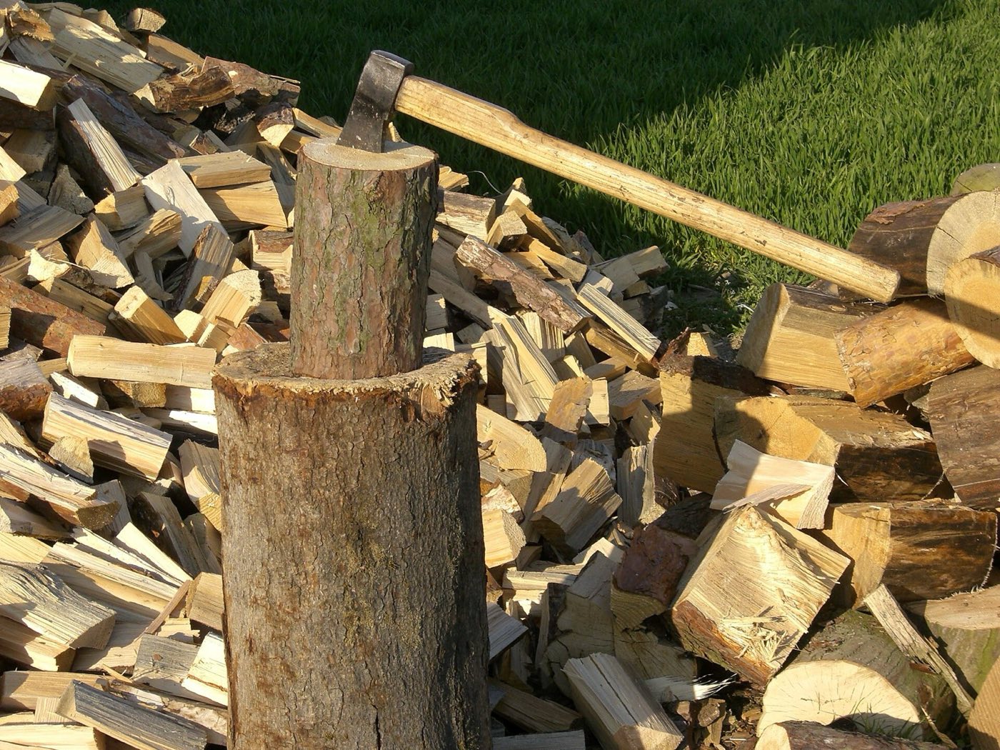 Splitting firewood at a homestead